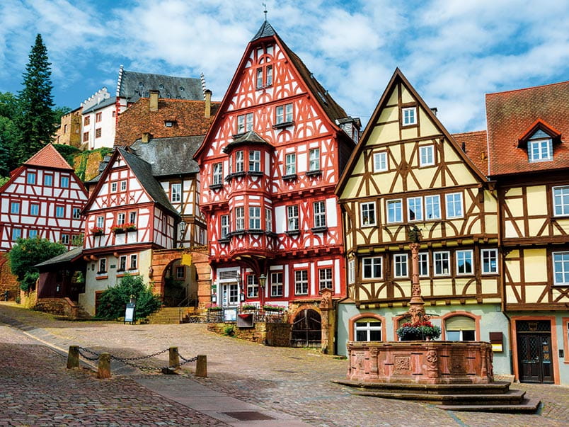 Half timbered houses in the city of Miltenberg, Germany